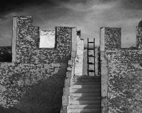 Echelle dans ruine